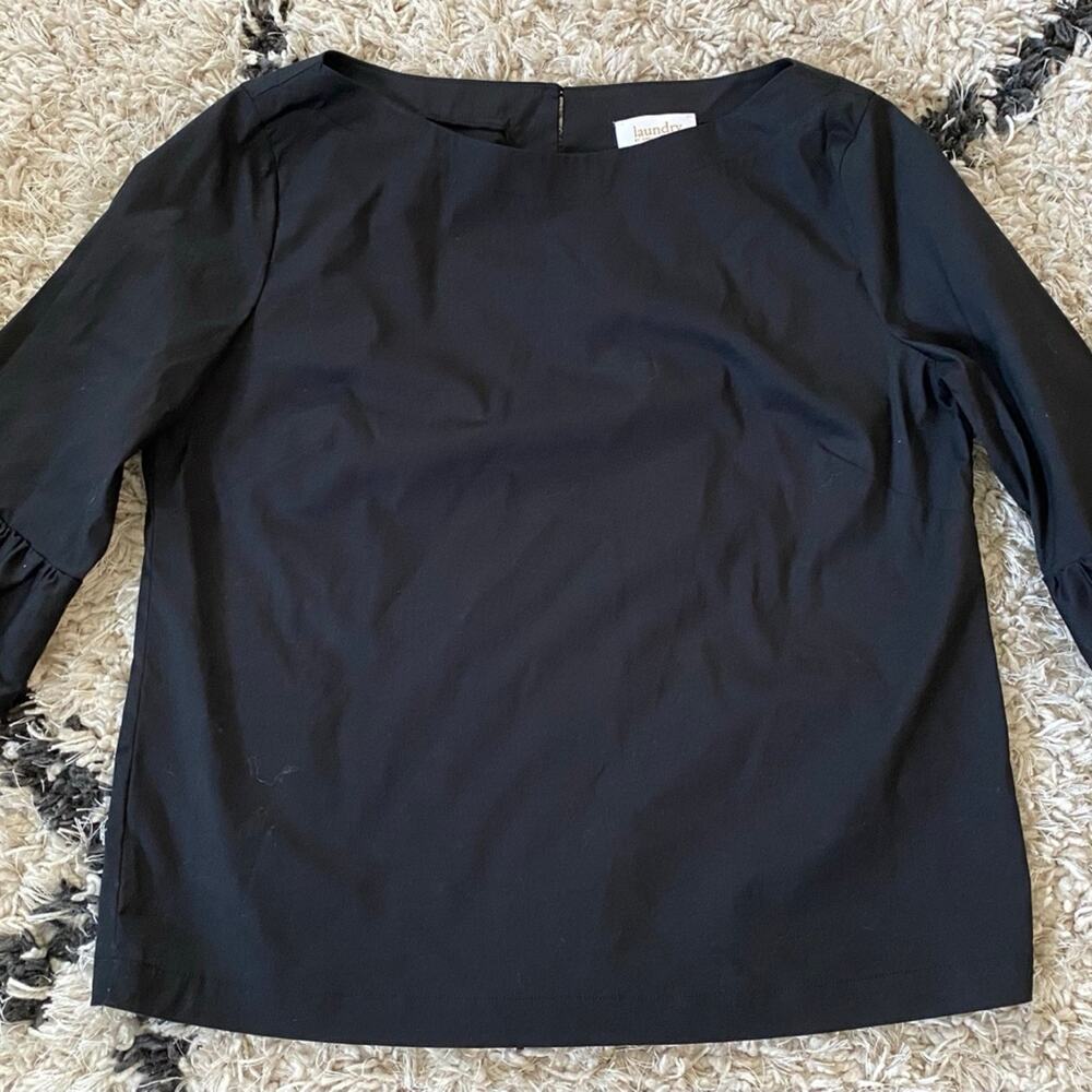 Laundry By Shelli Segal Blouse Black Bell Sleeve Size Small